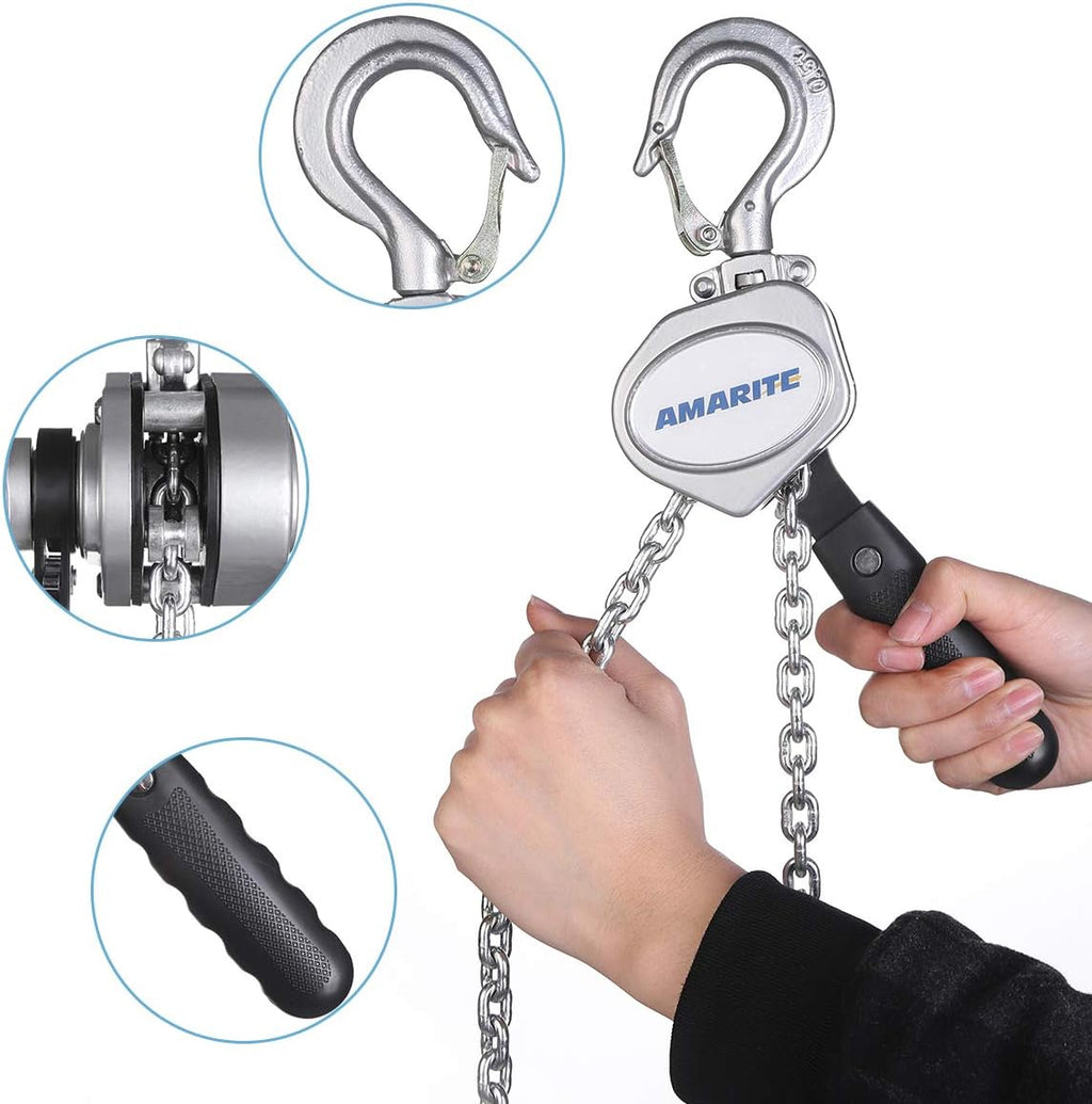 Mini Lever Chain Hoist, 1/2 Ton/1100 lbs, 5 ft Lift, 5.8 lb | CE certified, EN 13157 compliant, 1.5x load tested