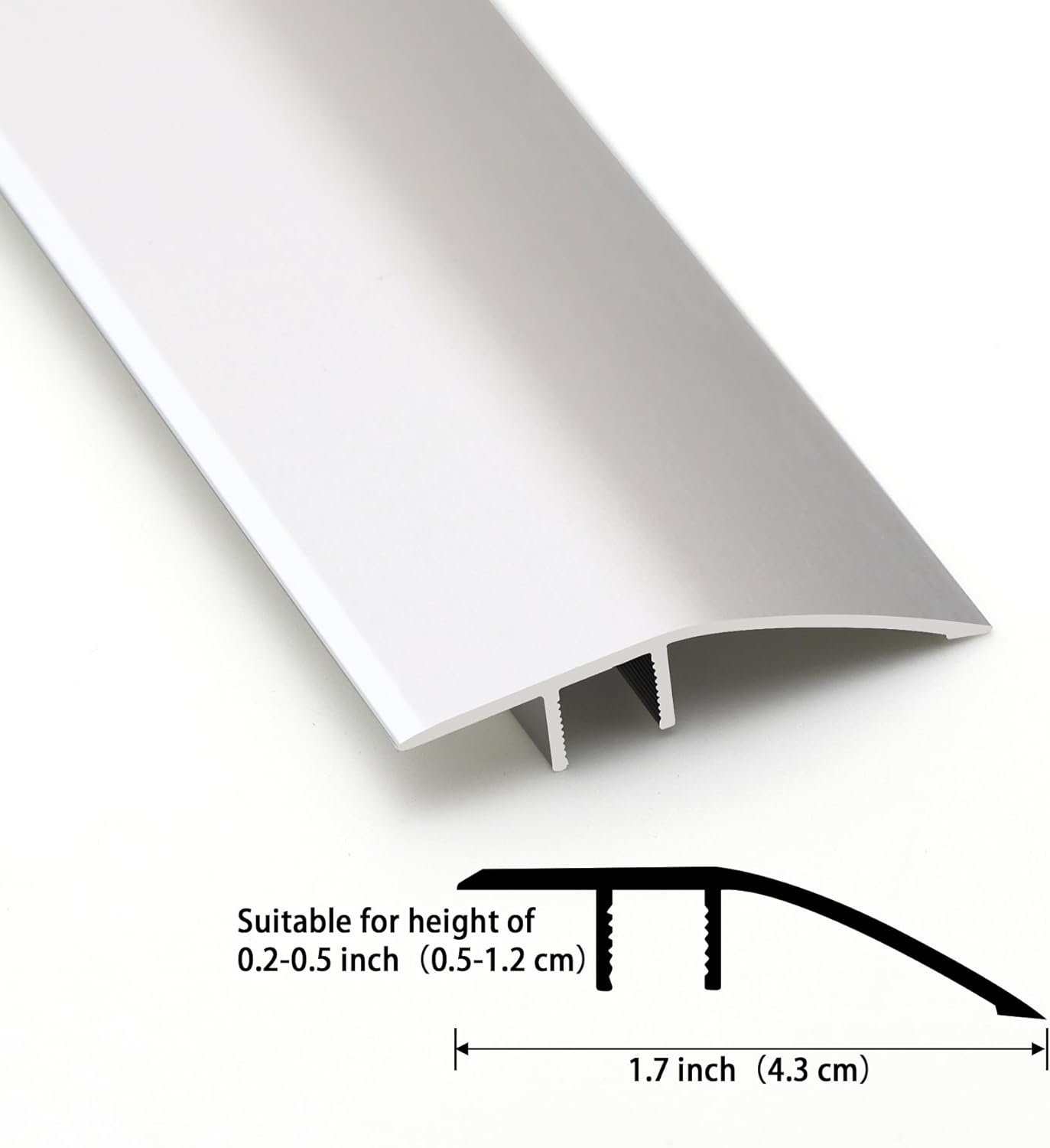 Aluminum Floor Transition Threshold Strip, Bridge the Height Gap Between 0.2 to 0.5 inches for Doorway Ramp Tiles