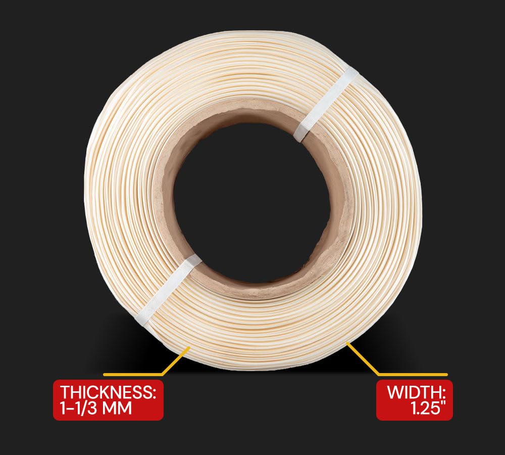 1-1/4”x1960’ Composite Cord Strapping Roll 8”x8” Core Size - 5700 lbs Breaking Strength - High Tenacity White Poly
