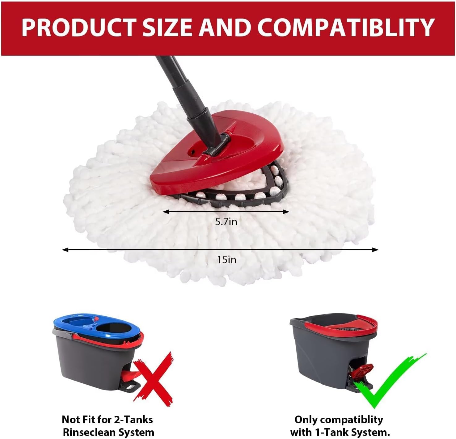 4-Pack Mop Replacement Heads for Ocedar Mop Replace Head EasyWrin Spin Mop Heads Replacements, Easy Cleaning Mop Head