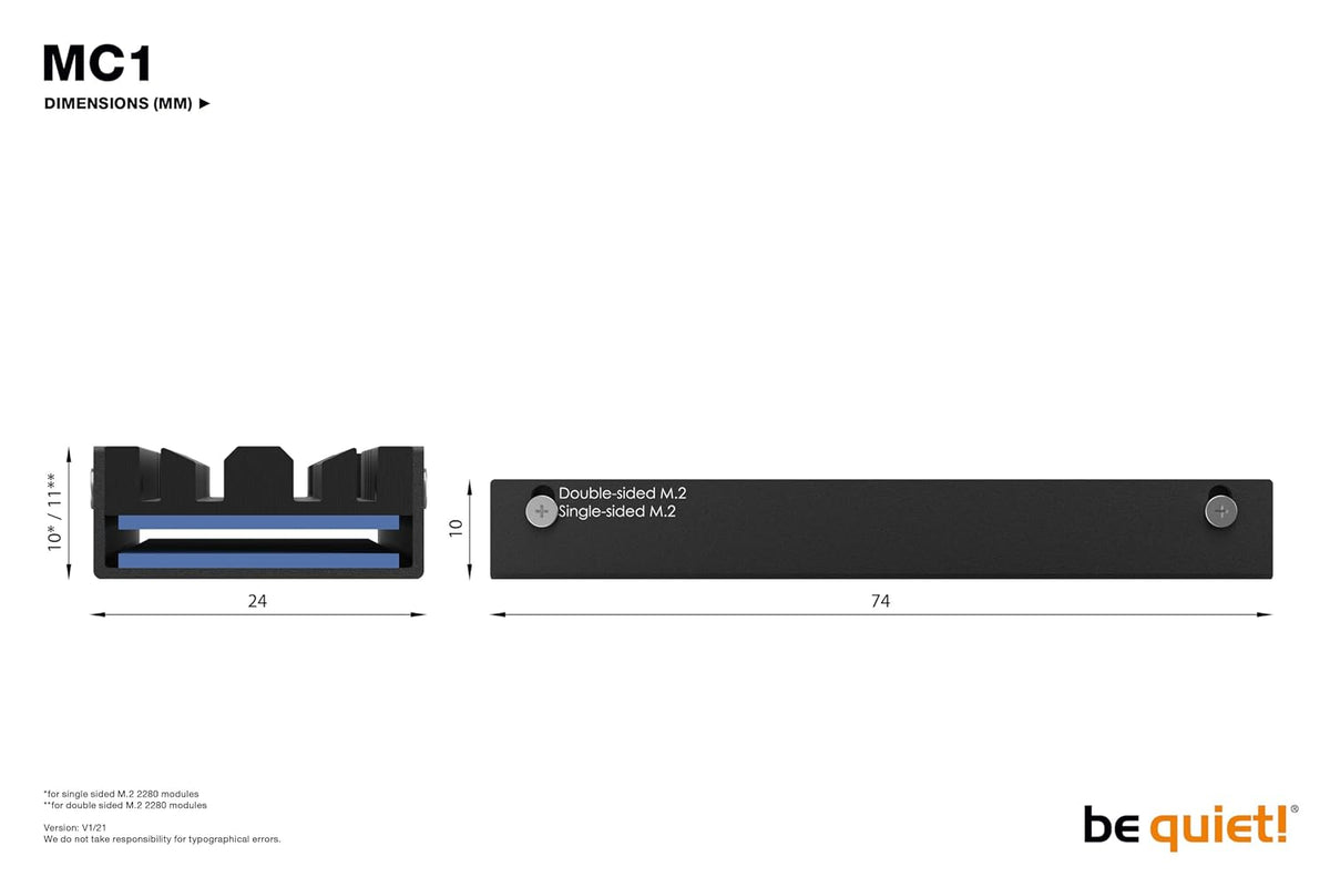 be quiet! MC1 M.2 SSD Cooler Heatsink, Single and Double Sided 2280 modules