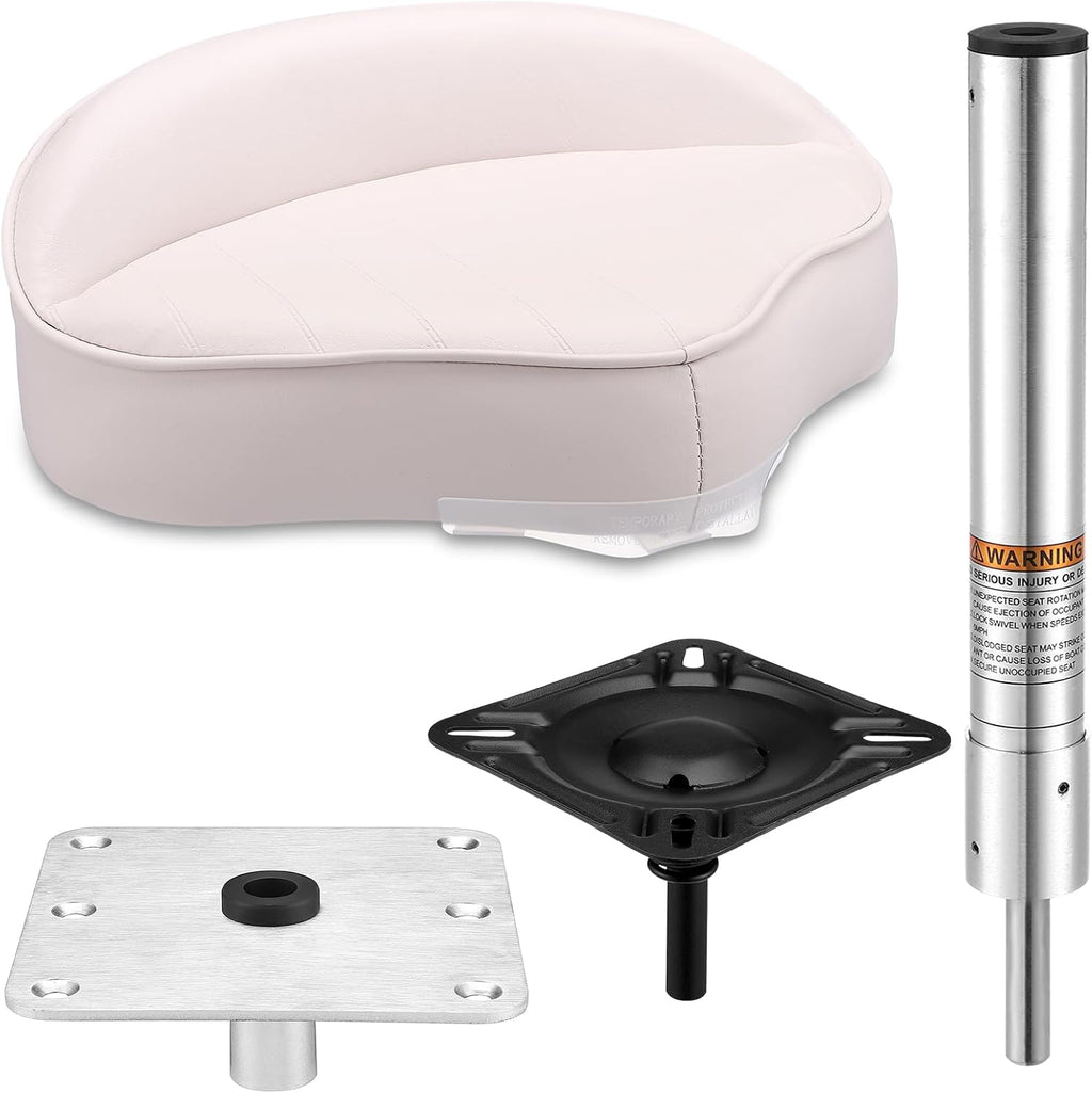 Boat Seat with Base Boat Chair with Stainless Steel Pedestal Mount, Marine-Grade Vinyl Exterior