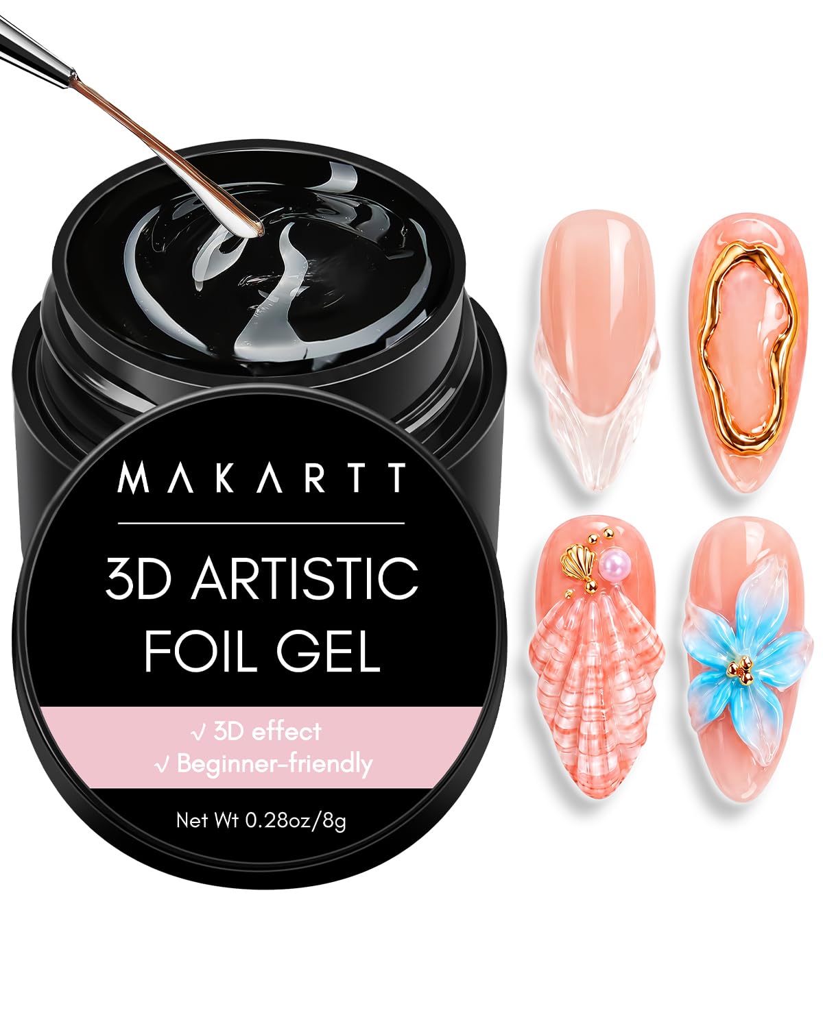 3D Nail Gel: Nail Foil Glue Transfer Gels 8g for Partial Transfer
