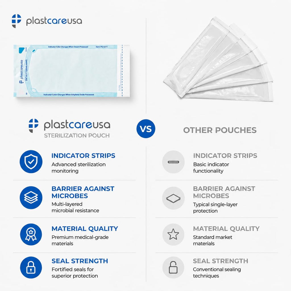 1000 5.25 x 10 Self Sealing Sterilization Pouches - Autoclave Sterilizer Bag Pouch for Sterilizing Dental Medical