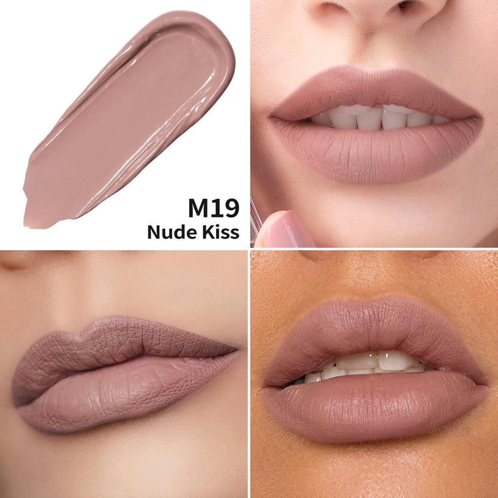 Matte Liquid Pink Lipstick for Women, Pink Nude Long Lasting Lipstick, Waterproof Lip Stain, No Transfer, Creamy High