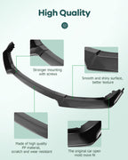 3PCS Black PP Front Bumper Body Kit Spoiler Chin Spoiler