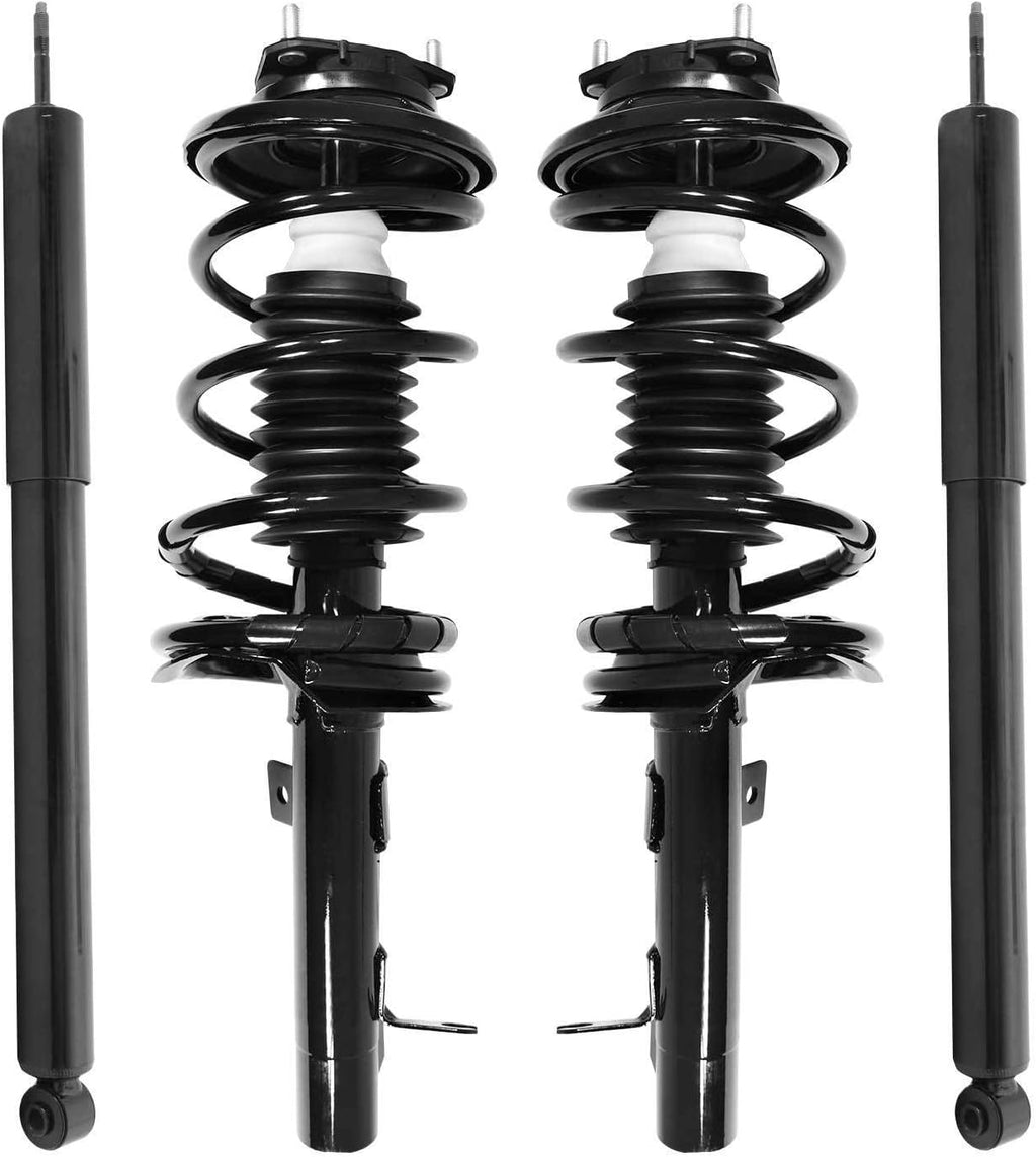 COMPLETESTRUTS - Front Complete Strut Assemblies with Coil Springs and Rear Shock Absorbers Replacement for 2000-2005 Ford Focus - Set of 4