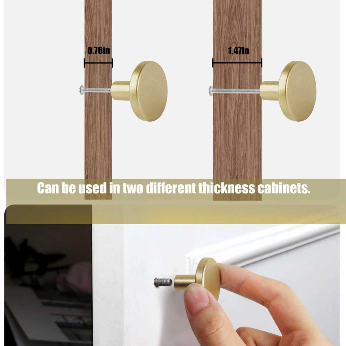 12 Piece Drawer Knobs, Gold Cabinet Knobs with Screw, 30mm Drawer Pulls for Dresser, Kitchen, and Cabinet Drawers