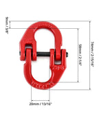 QWORK G80 Alloy Steel Hammerlock Coupling Link Connecting Link, 5/16", 4 Pack, Red, 4400 lbs Load Limit