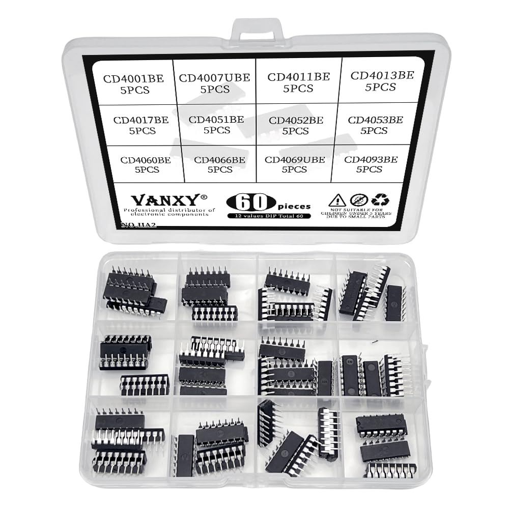 60Pcs CD4001BE CD4011BE CD4013BE CD4017BE CD4051BE CD4052BE CMOS IC kit