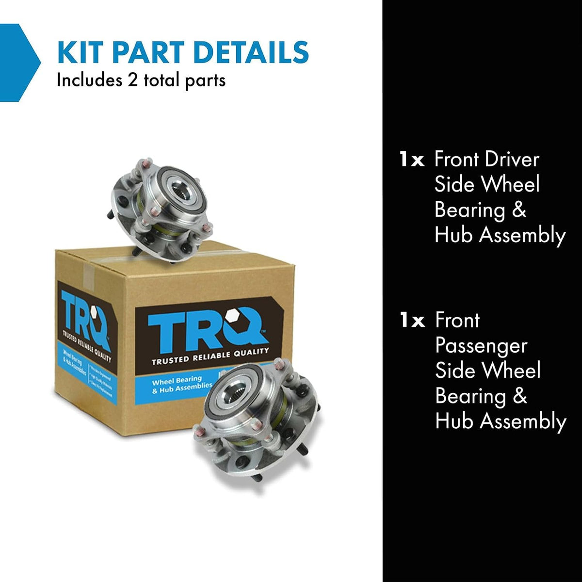 TRQ Front Wheel Bearing & Hub Assembly Set