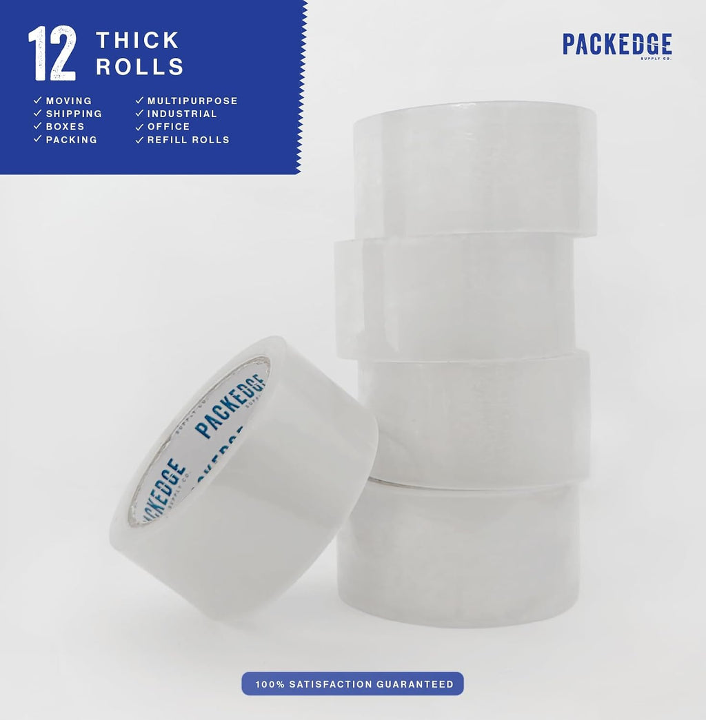 Clear Packing Tape, 12 Rolls, 1.88 in x 60 Yd Heavy Duty Shipping | 2.7 Mil Thick, 720 Total Yards. Ideal for Moving