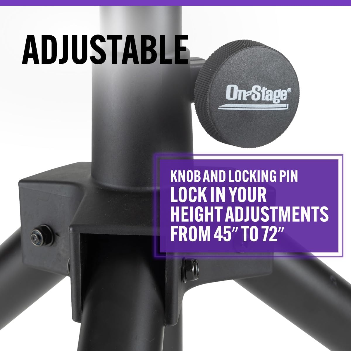 On-Stage SSP7950 All-Aluminum Speaker Stand Pack (Pair of Folding, Portable Stands, Tripod Base, Carry Bag, Height