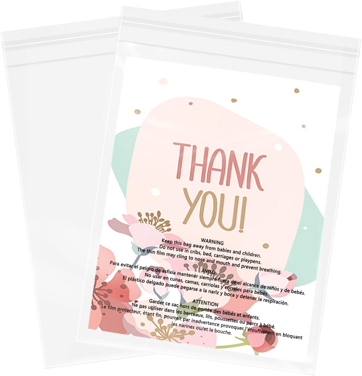 6" x 9" (100 Count) Clear Poly Bags with Suffocation Warning