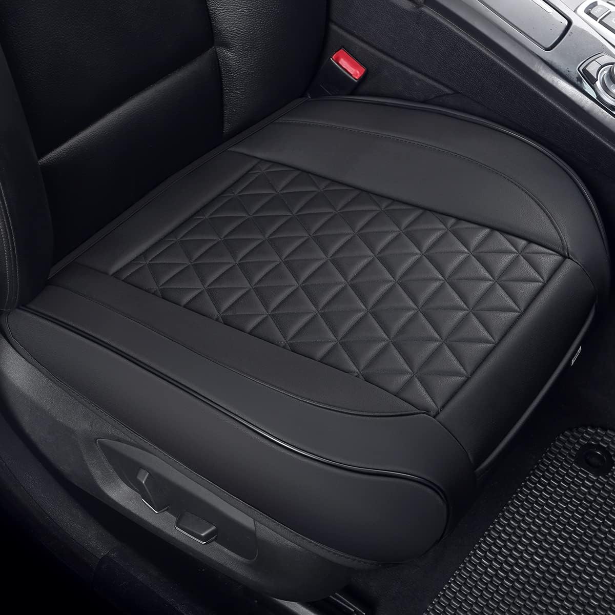 Luxury Faux Leather Car Seat Cover Front Bottom Seat Cushion Cover, Anti-Slip and Wrap Around The Bottom, Fits 95% of