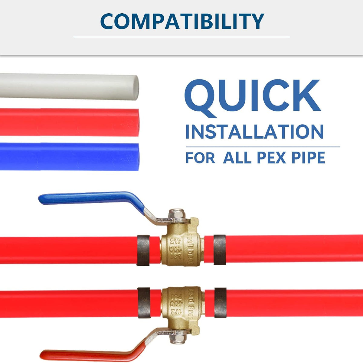 10-Pack GUOFIS 1/2-Inch PEX Crimp Full Port Ball Valve(VALVE003-10)