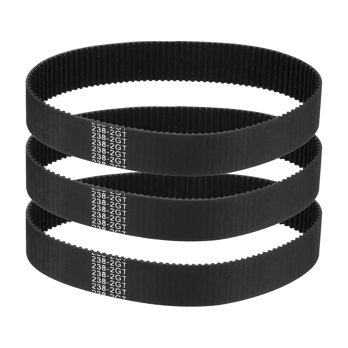 MECCANIXITY 238mm GT-2 Timing Belt 15mm Width 2mm Pitch Black 3pcs