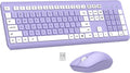 Wireless Keyboard and Mouse Combo, MK258 Full Size Silent Keyboard (Purple) | Silent for Home Office, Optical Mouse