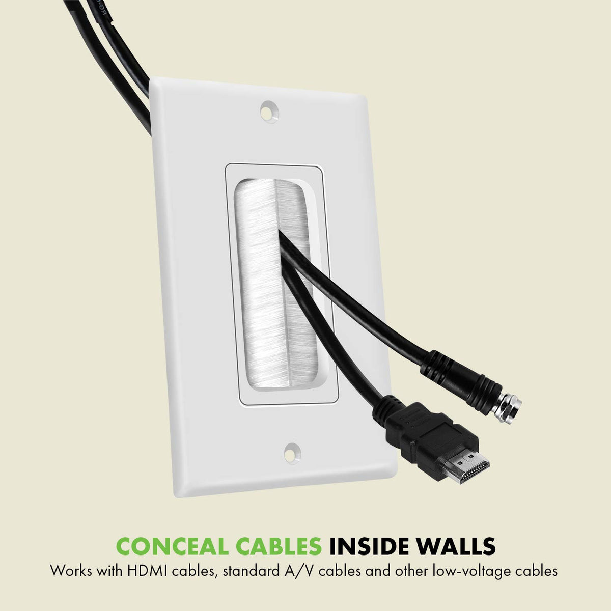 TOPGREENER 1-Gang Bristled Brush Pass-Through Wall Plate, 6-Pack