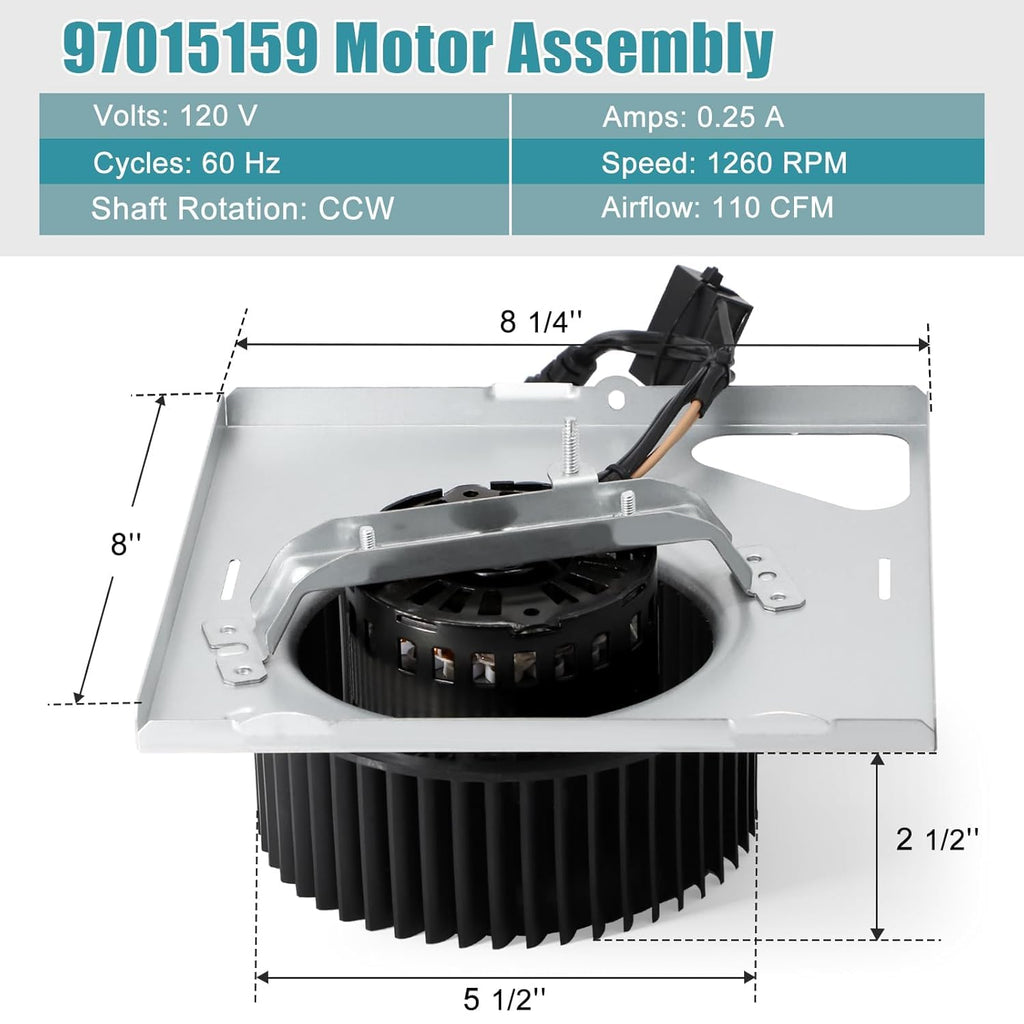 684-D/2684F-A Replacement Fan Motor for NuTone Broan 676-D/2676F-A, 676, 684NT-A, 683-C, DX90, 80RDF, 80RDB, NT080C Bathroom Exhaust Fan Model, S97015159, 97015159 Blower Motor & Blower Wheel