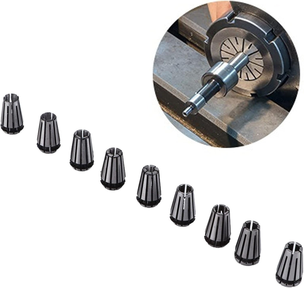 LiebeWH ER8 Collet Set 9-Piece, 0.005mm Precision, HSS