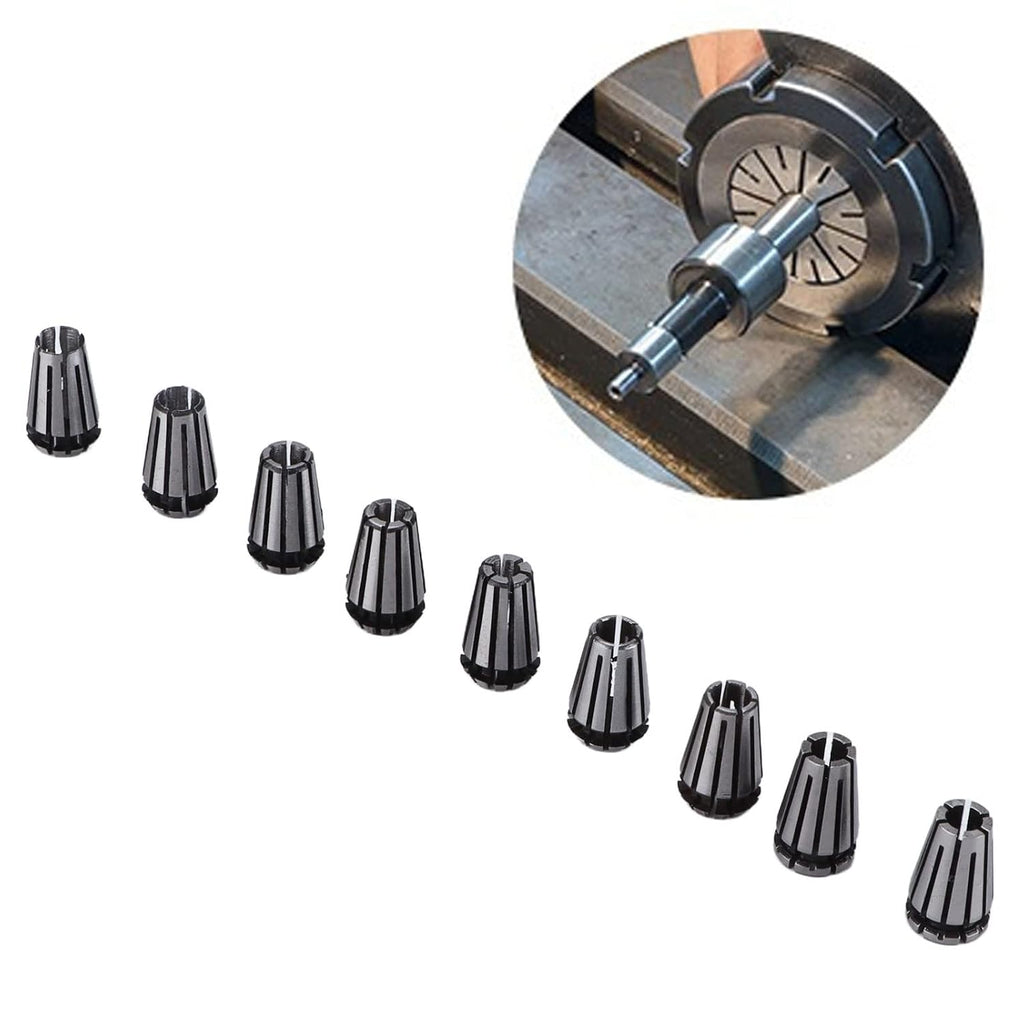 9Pcs ER8 Collet Chuck, High Accuracy CNC Engraving Machine Milling Lathe Tool Tap Chuck