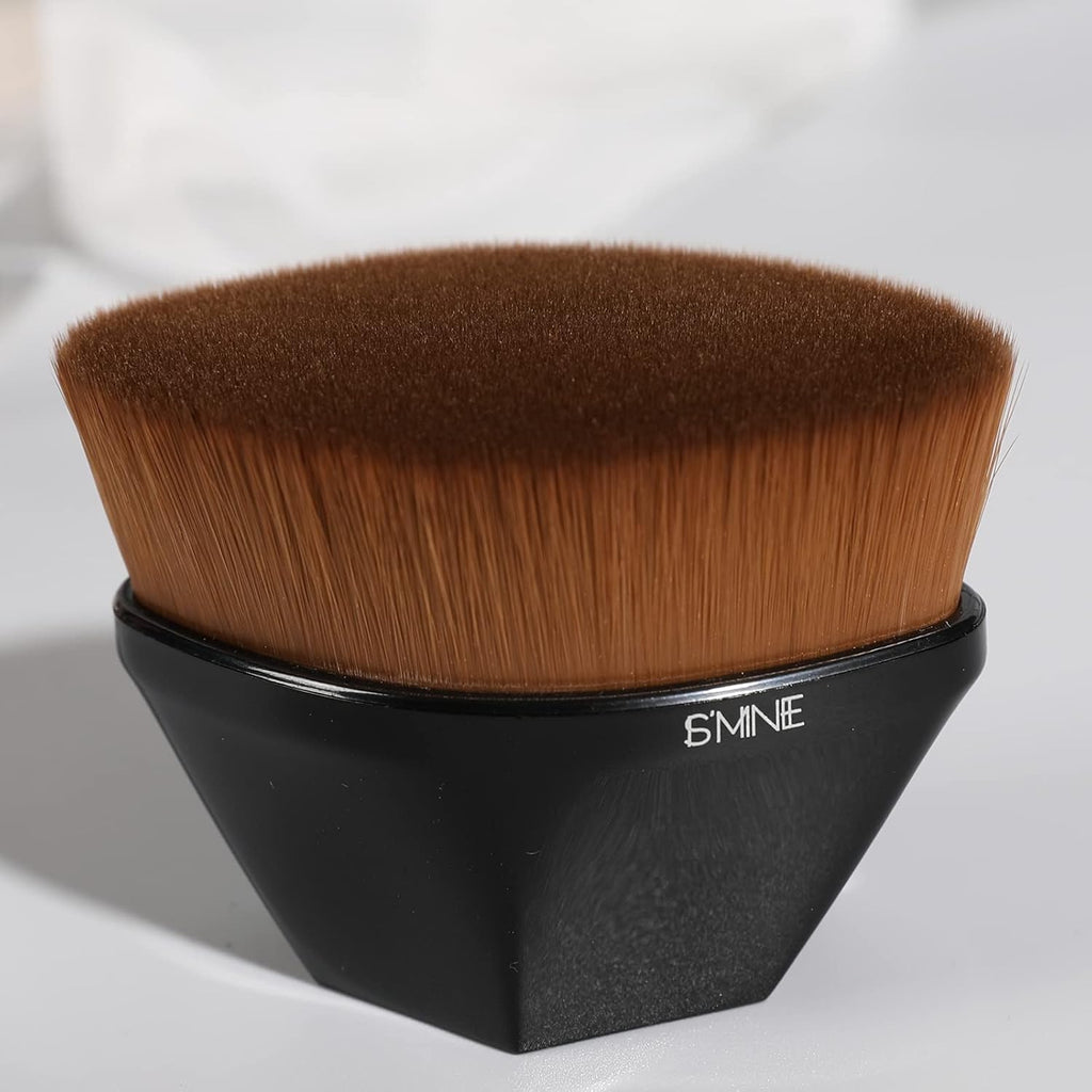 Foundation Makeup Brush Flat Top Kabuki Hexagon Face, Black