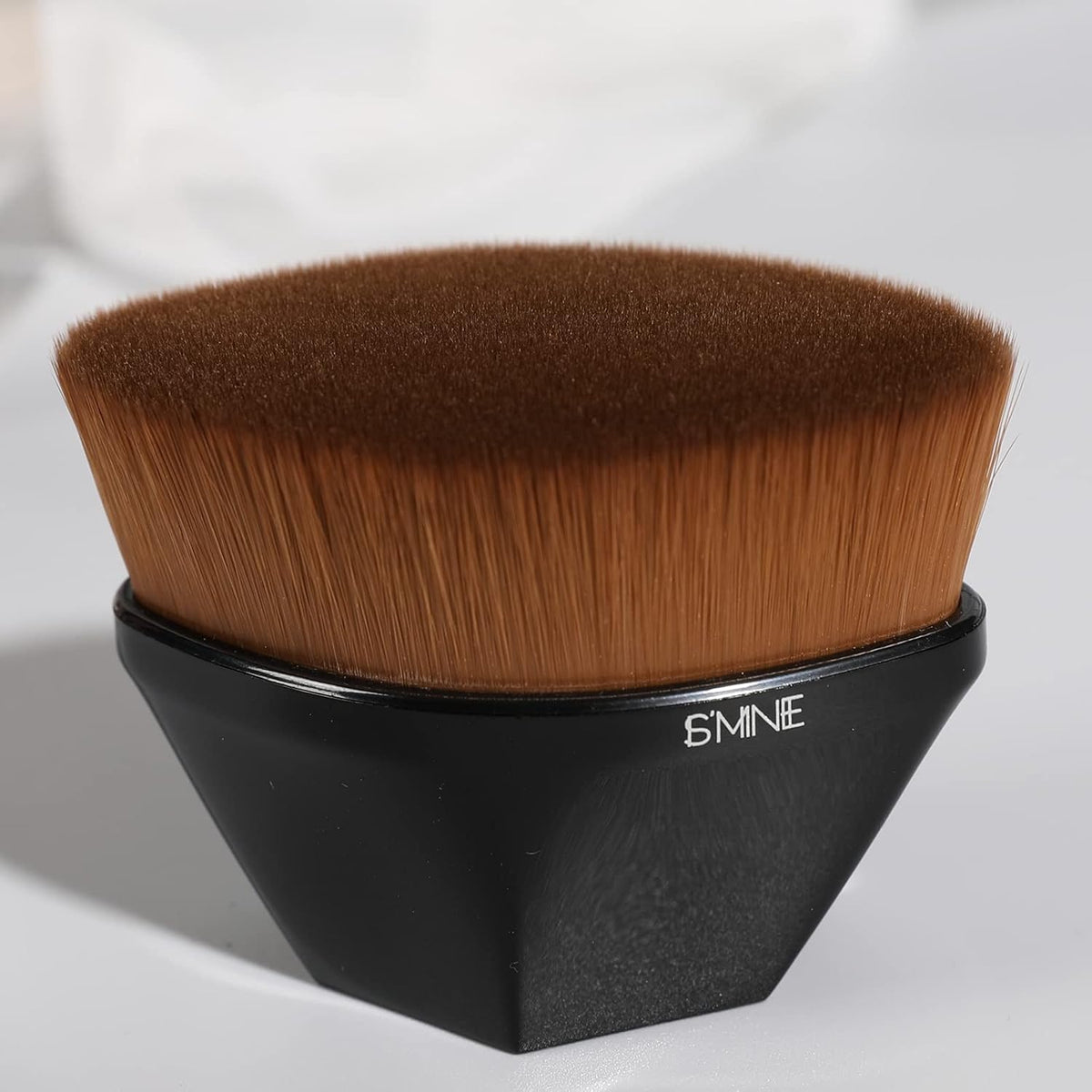 Foundation Makeup Brush Flat Top Kabuki Hexagon Face, Black