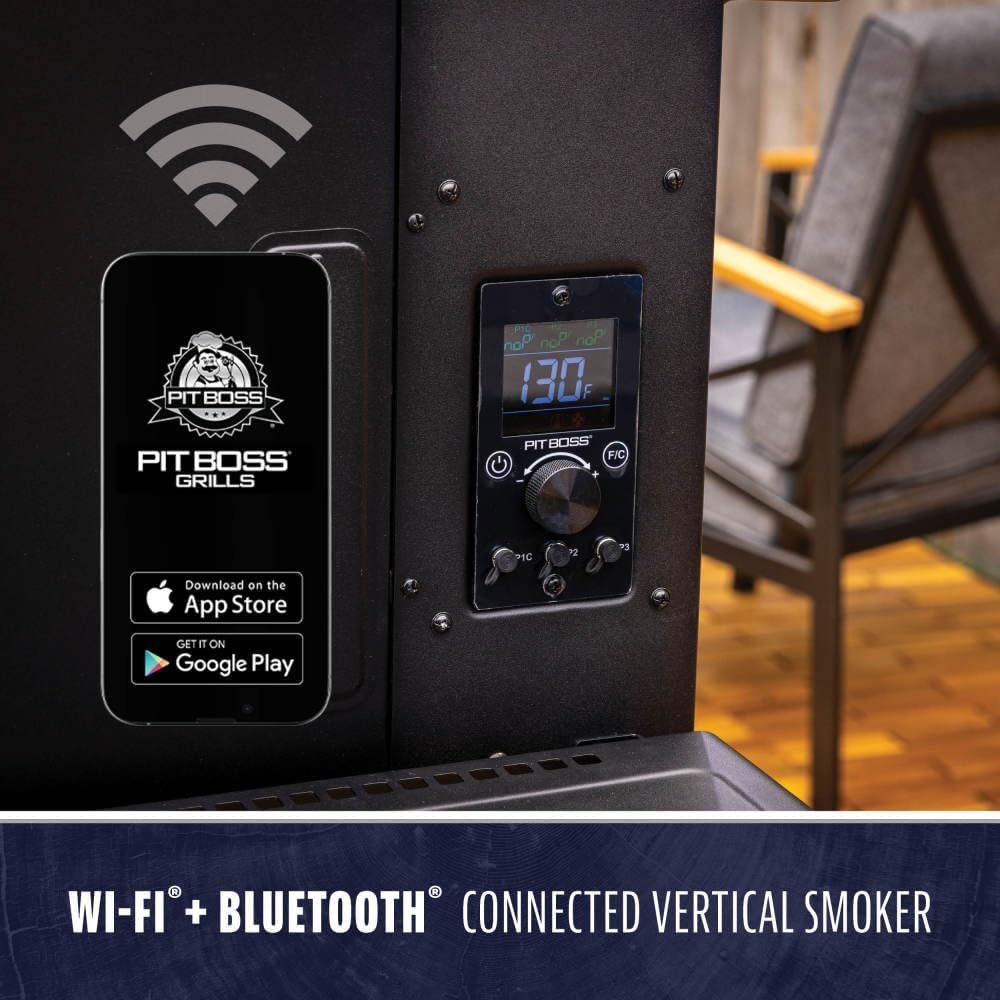 Navigator 3-Series WiFi & Bluetooth Wood Pellet Vertical Smoker with LCD Digital Controller, 1,118-Sq. In. 5-Rack