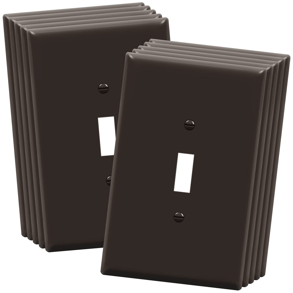 ENERLITES 10 Pack Oversized Toggle Light Switch Cover, Jumbo Plate, Brown