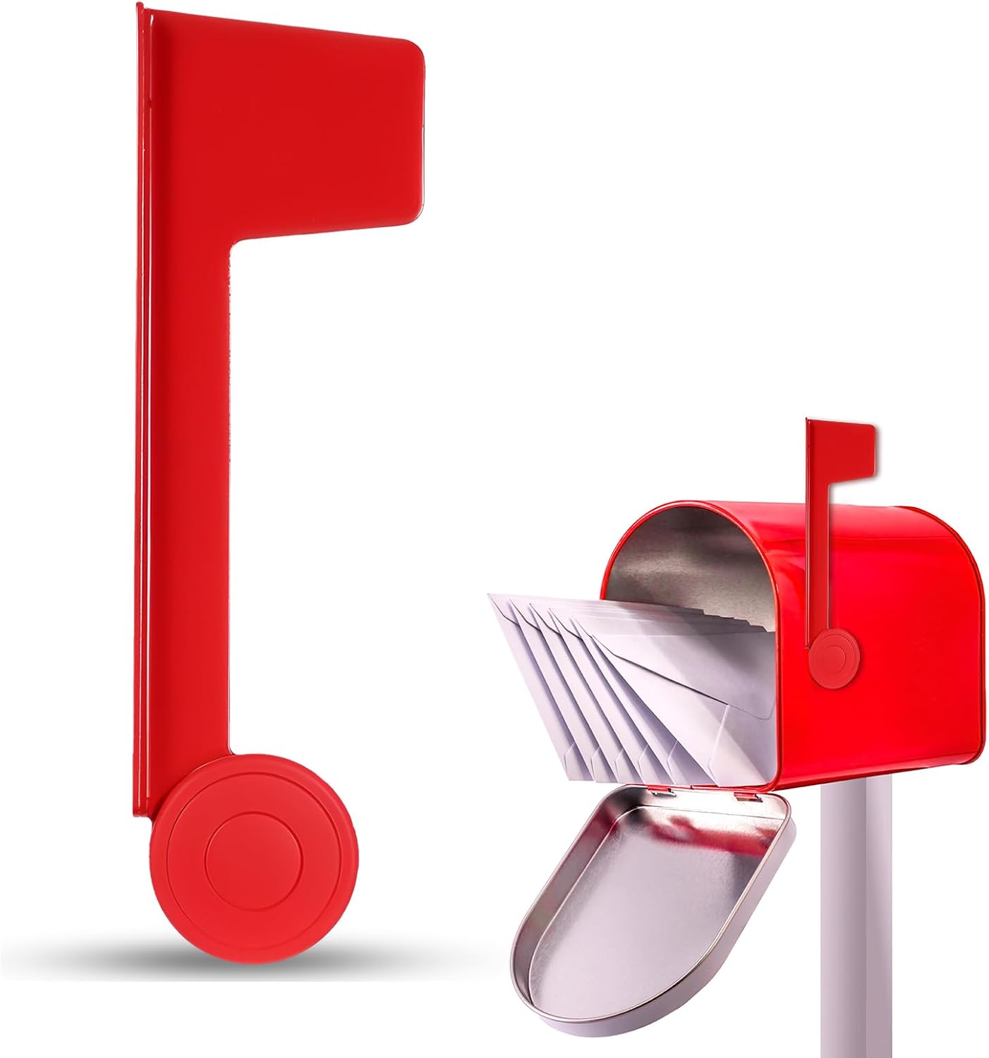 Mailbox Flag Replacement, Easy Installation Red Metal Mailbox Flag, Universal Mailboxes Flags Repair Kit for Outgoing