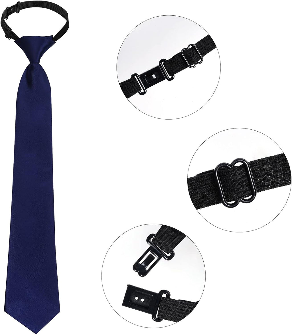 5pcs Boy's Necktie Pre-tied Adjustable Neck Strap Tie for Wedding Graduation School Cosplay Uniforms