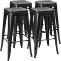 30 Inch Metal Bar Stools Set of 4, Stackable Barstools, Black