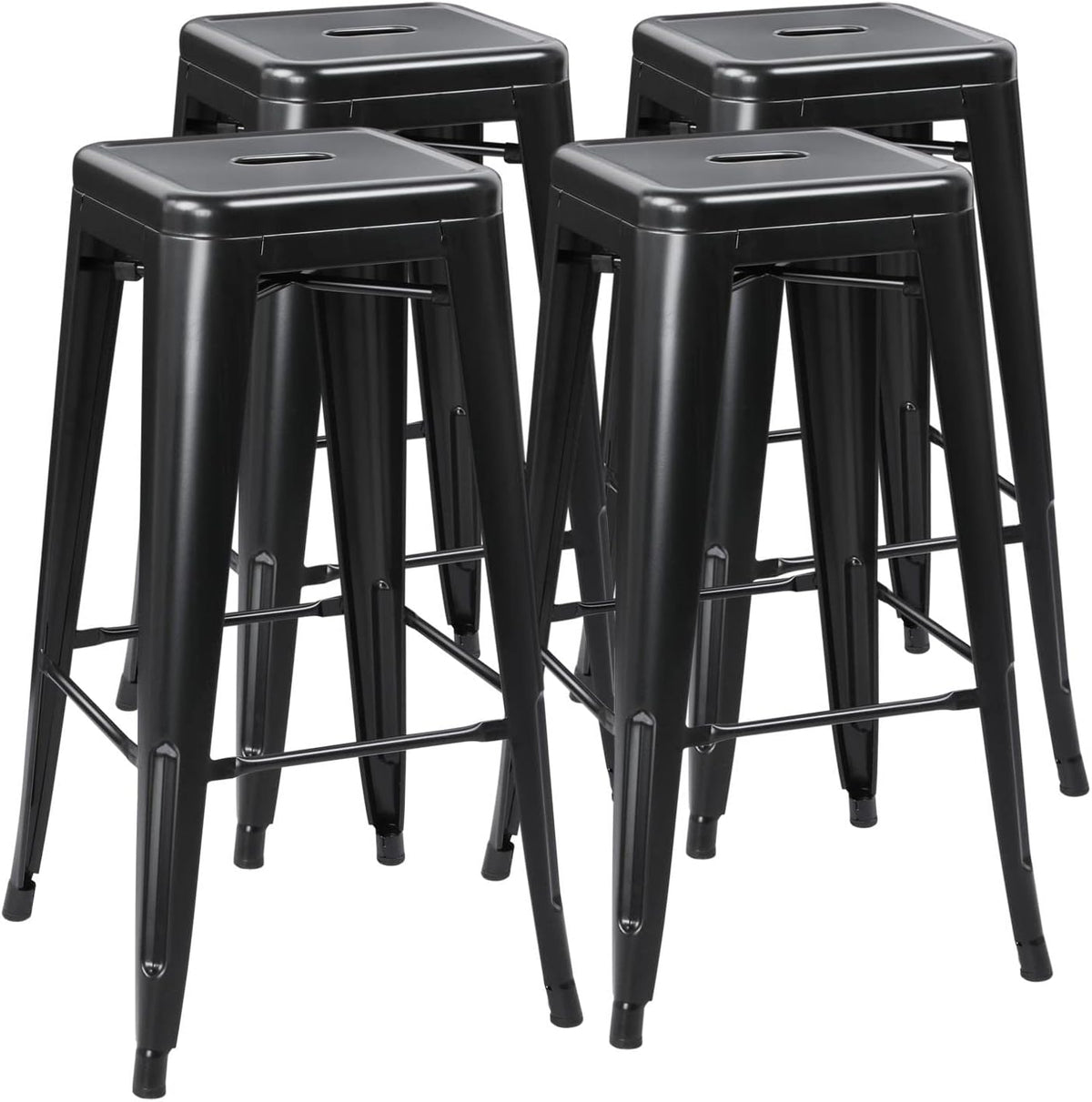 30 Inch Metal Bar Stools Set of 4, Stackable Barstools, Black