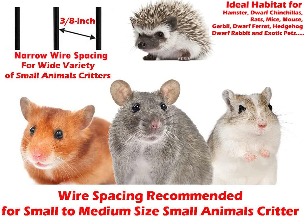 Large Pet Products Universal 2-Level Small Animals Home Critters Habitat Cage Narrow 3/8-inch Wire Spacing for Wide
