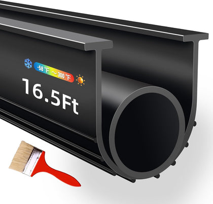 Garage Door Seals Bottom Rubber, EPDM Weatherproof Stripping Kit with 16.5Ft 5/16" T-Ends, U+O Ring Door Threshold