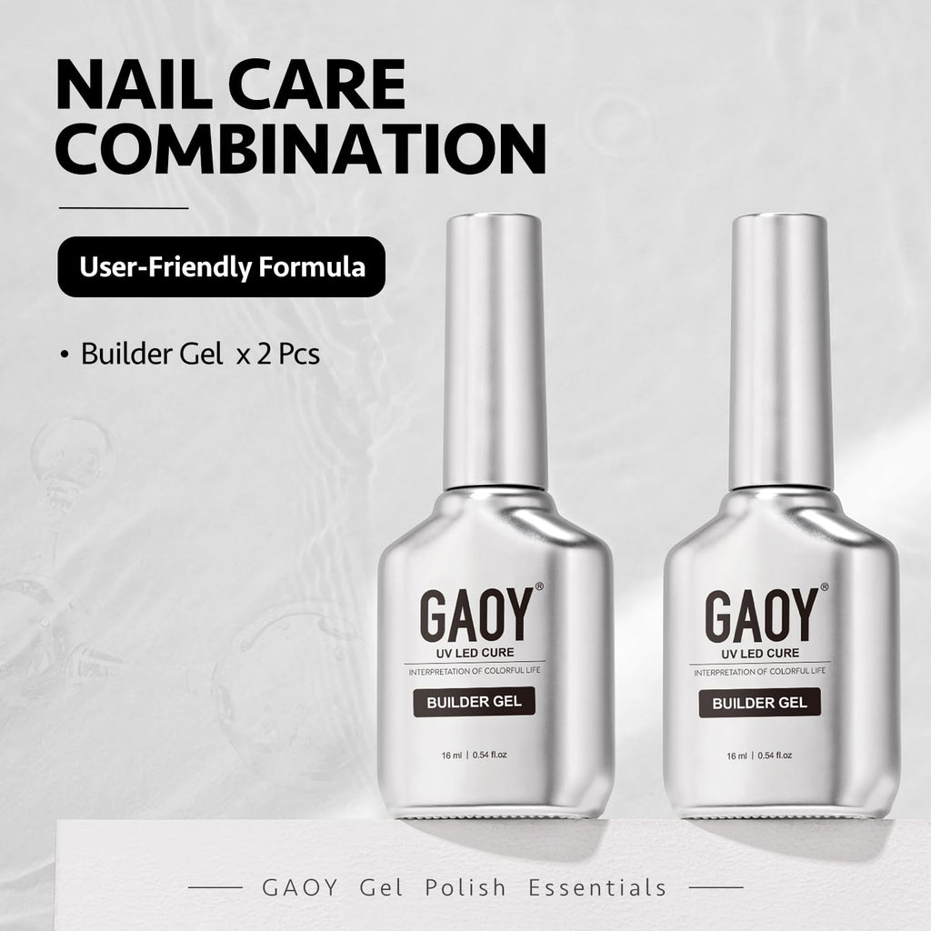 2 Pcs 16ml Clear Builder Gel for Nails, Nail Strengthener in a Bottle, Nail Extension Hard Gel, Soak Off Long Lasting