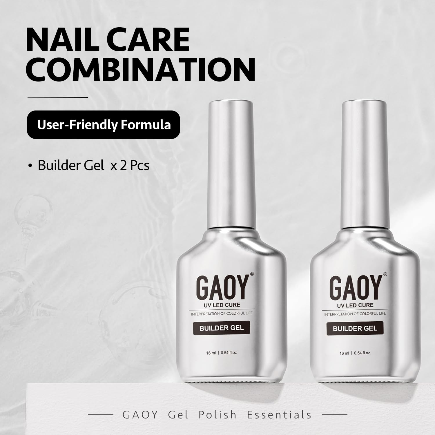 2 Pcs 16ml Clear Builder Gel for Nails, Nail Strengthener in a Bottle, Nail Extension Hard Gel, Soak Off Long Lasting