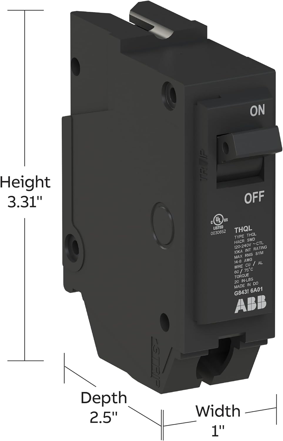 Q-Line THQL1120 Circuit Breaker • 20 Amp Single-Pole Breaker • 120/240 VAC • 10 kAIC Interrupt Rating • Thermal
