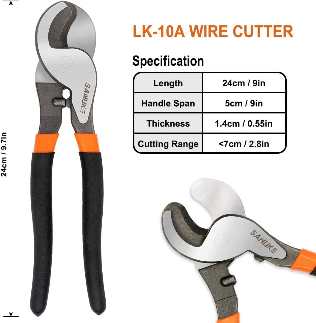 Sanuke Battery Cable Crimper Tool AWG10-1/0, Wire Cutter, 60pcs Copper Lugs