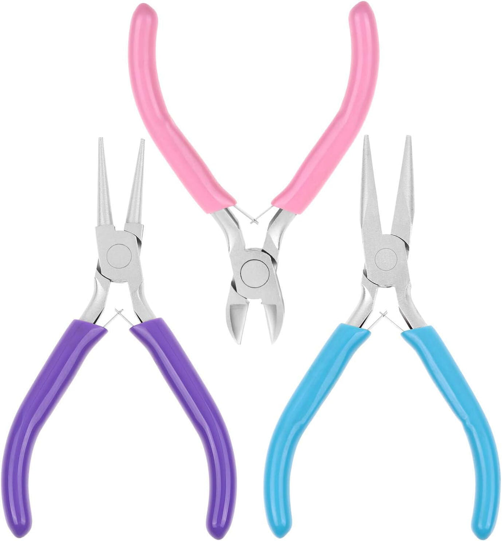 3pcs Jewelry Making Plier Tools with Needle/Chain/Round Nose Pliers and Wire Cutter for Jewelry Repair, Wire