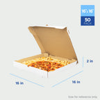 Pizza Boxes 16" x 16" [50 Pack] White Corrugated Boxes | Ventilated, Grease-Resistant, Durable for Pizza or Mailing Use