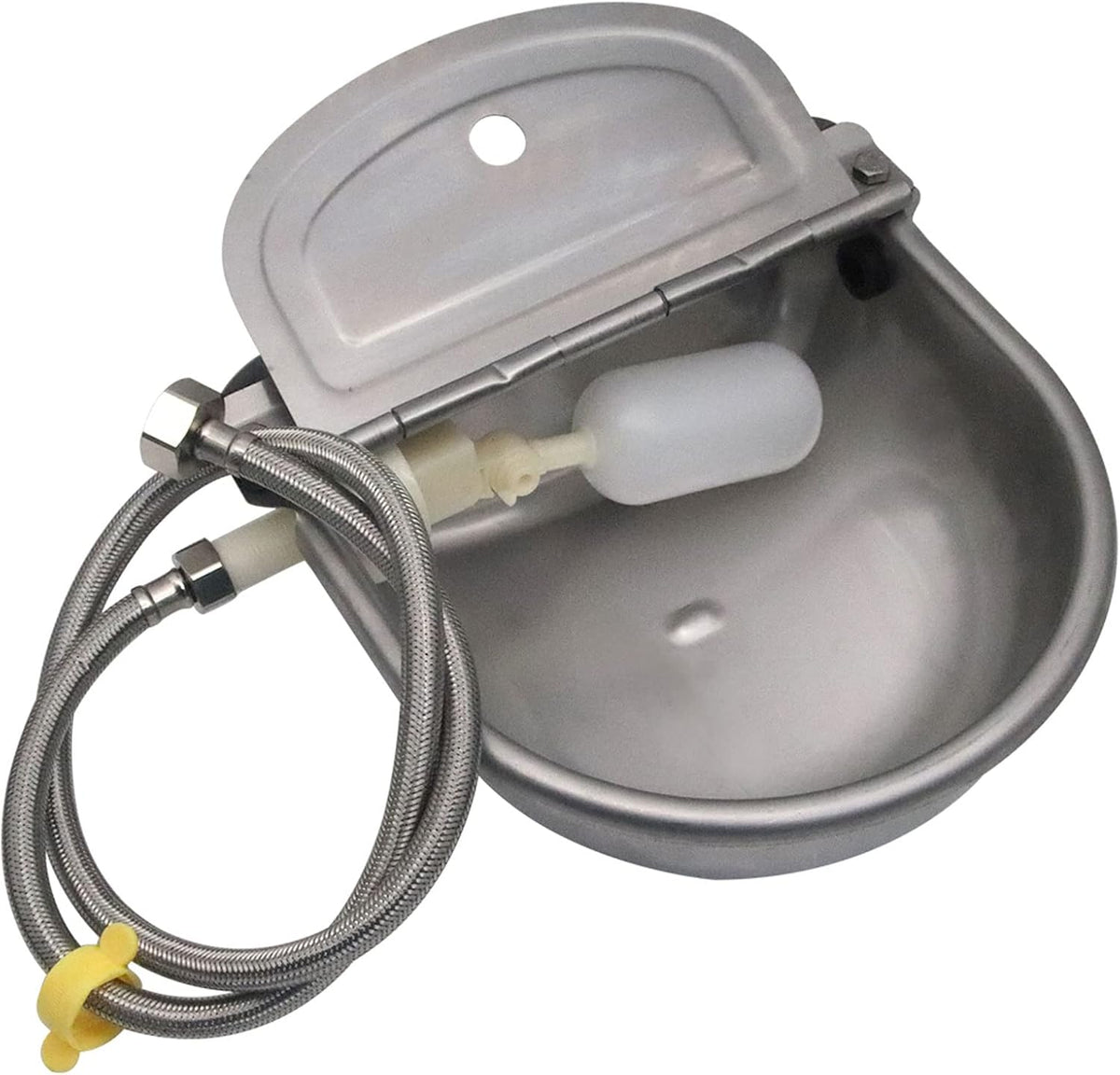304 Stainless Steel Automatic Livestock Waterer with Float Valve and 39 inch Water Hose(one end 3/4''), Automatic