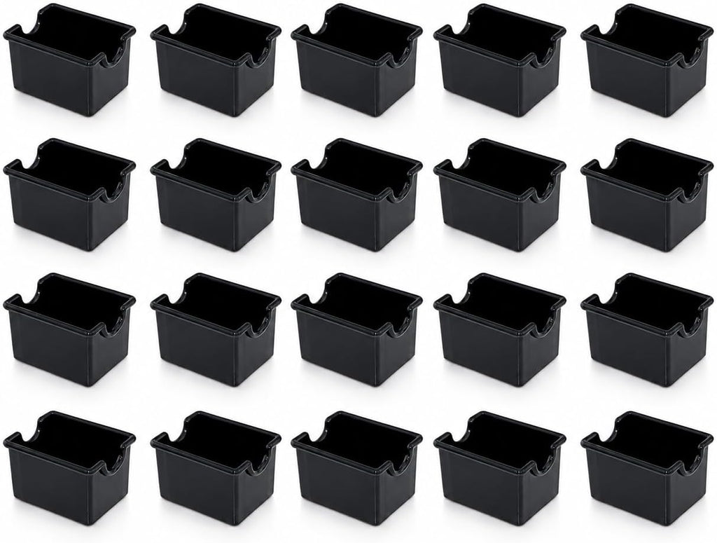 Restaurant-Grade Black Plastic Sugar Packet Holder, SAN Material, Set of 24