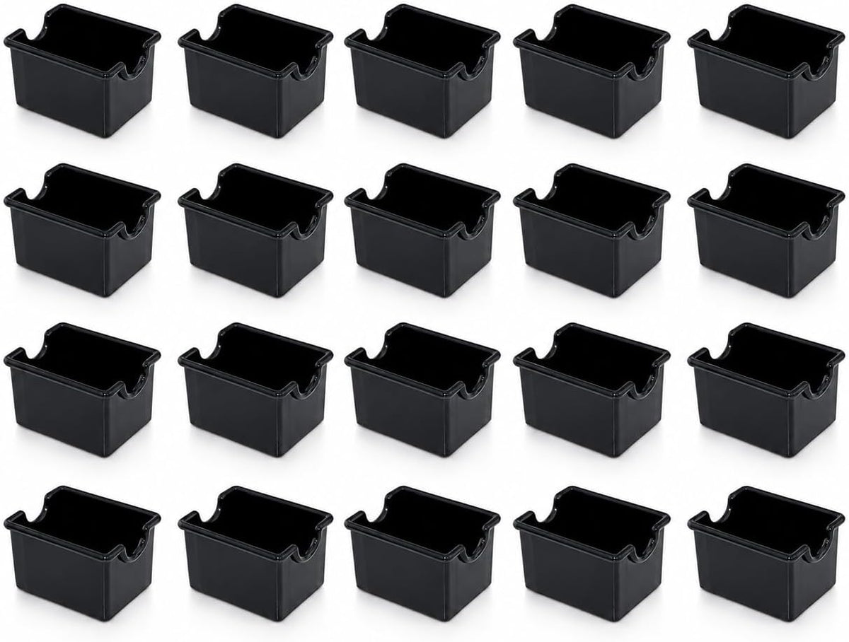 Restaurant-Grade Black Plastic Sugar Packet Holder, SAN Material, Set of 24