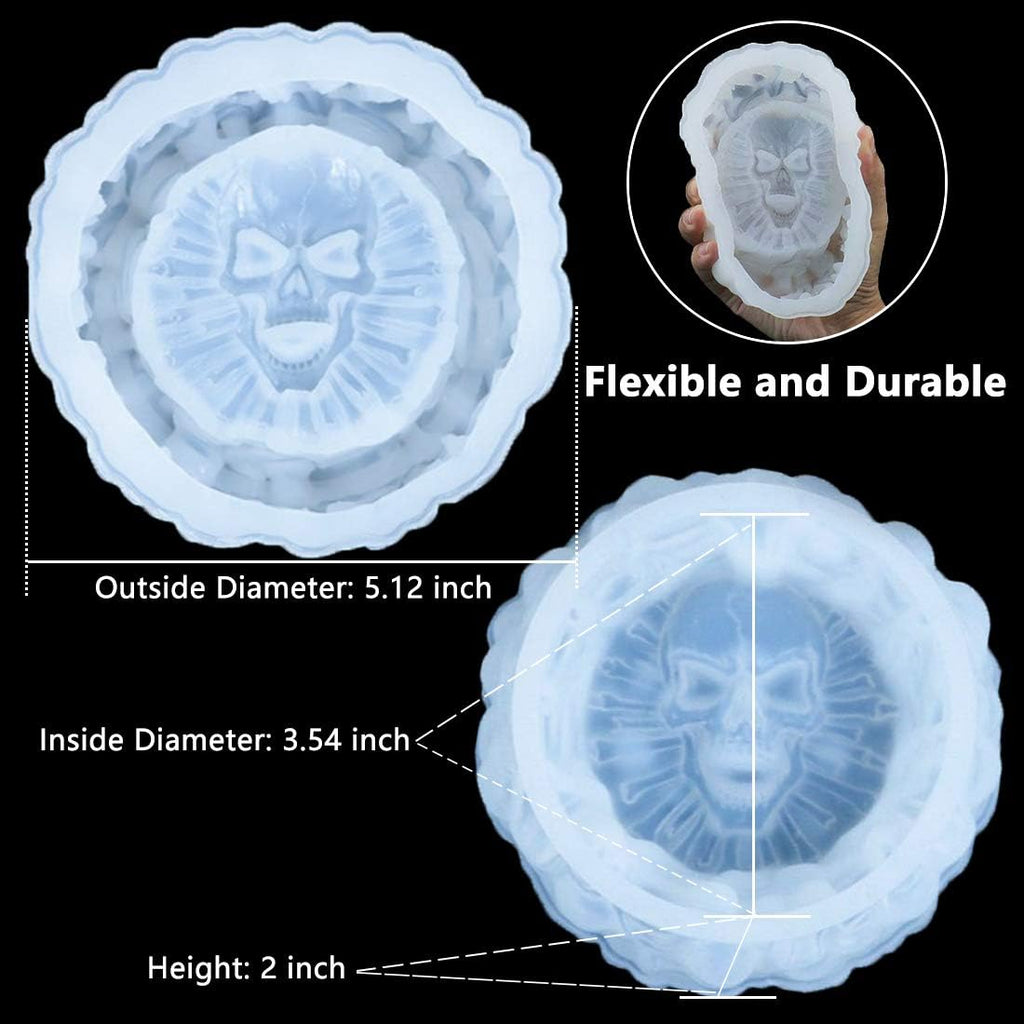 Resin Mold, Silicone Ashtray Mold Halloween Skull DIY Craft Gift Epoxy Resin Casting Molds Keletons Jewelry Storage