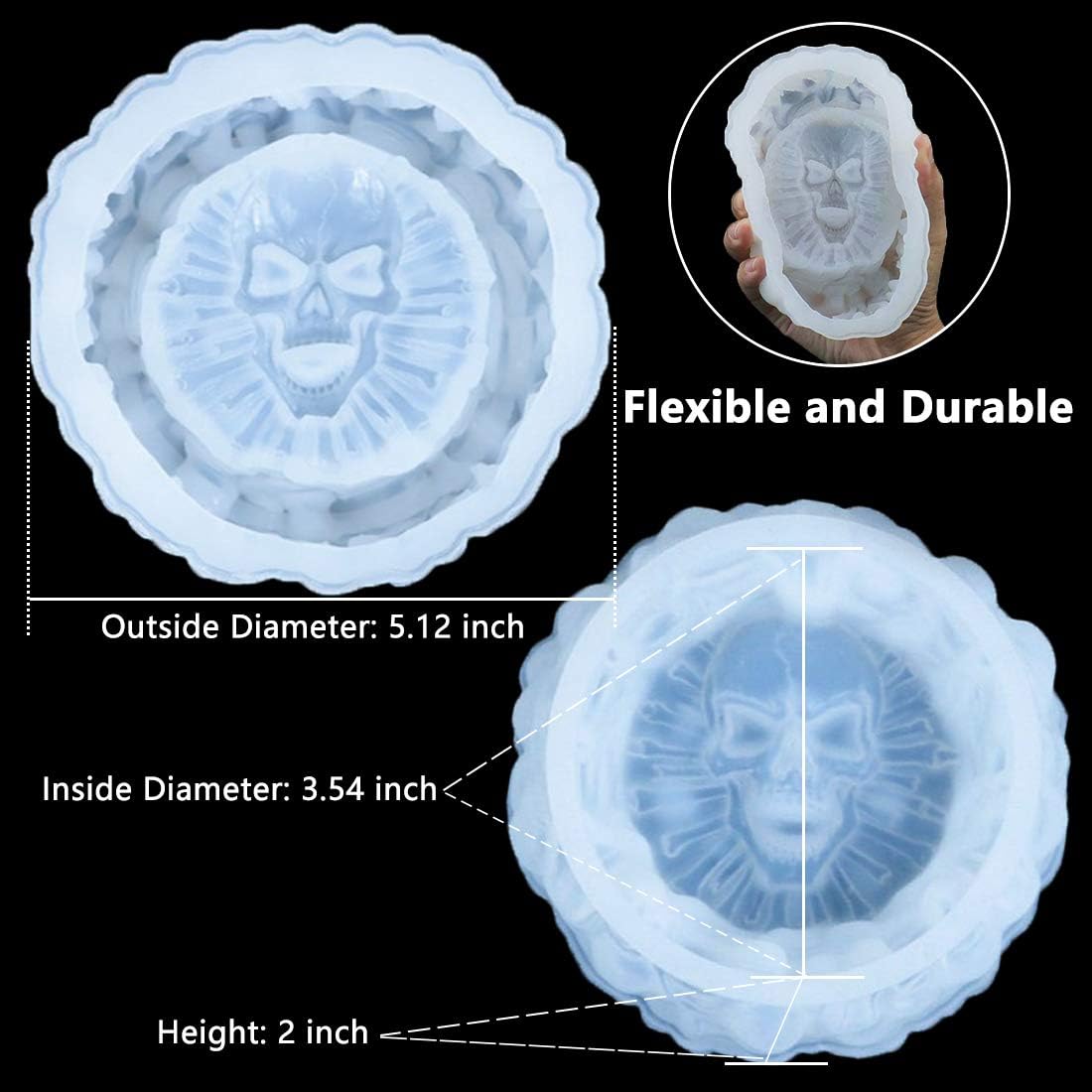 Resin Mold, Silicone Ashtray Mold Halloween Skull DIY Craft Gift Epoxy Resin Casting Molds Keletons Jewelry Storage