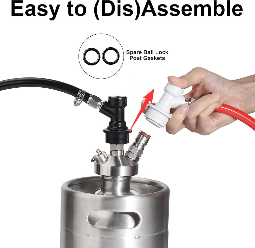 Ball Lock Disconnect Set, Keg Fittings, 5/16''Gas 1/4''Liquid Barbs | Ball Lock Keg Connectors Cornelius Corny Keg