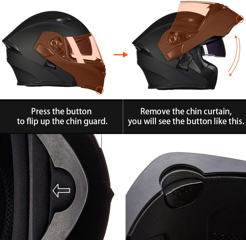 Motorcycle Dual Visor Flip up Modular Full Face Helmet DOT Model 902/902L