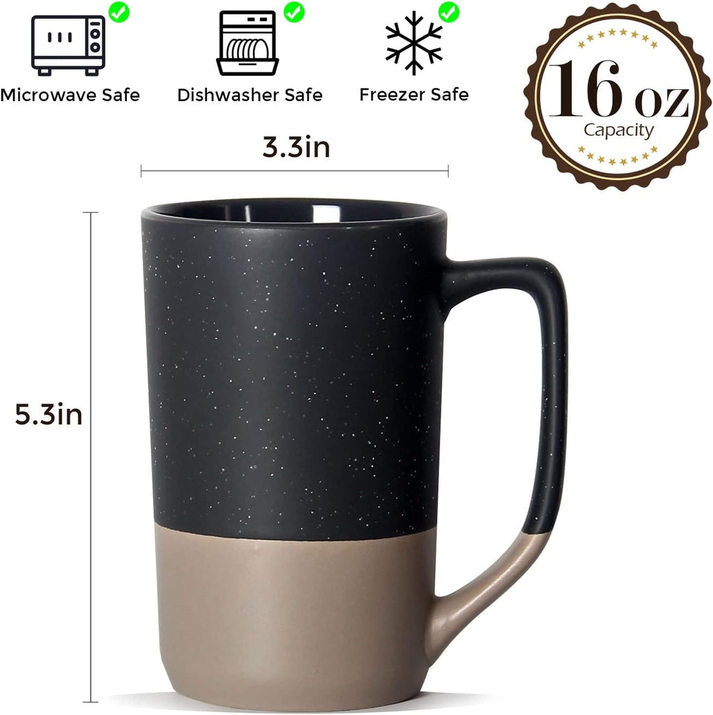16 OZ Large Coffee Mug, Ceramic Coffee Mugs, Big Tea Cup, Grey